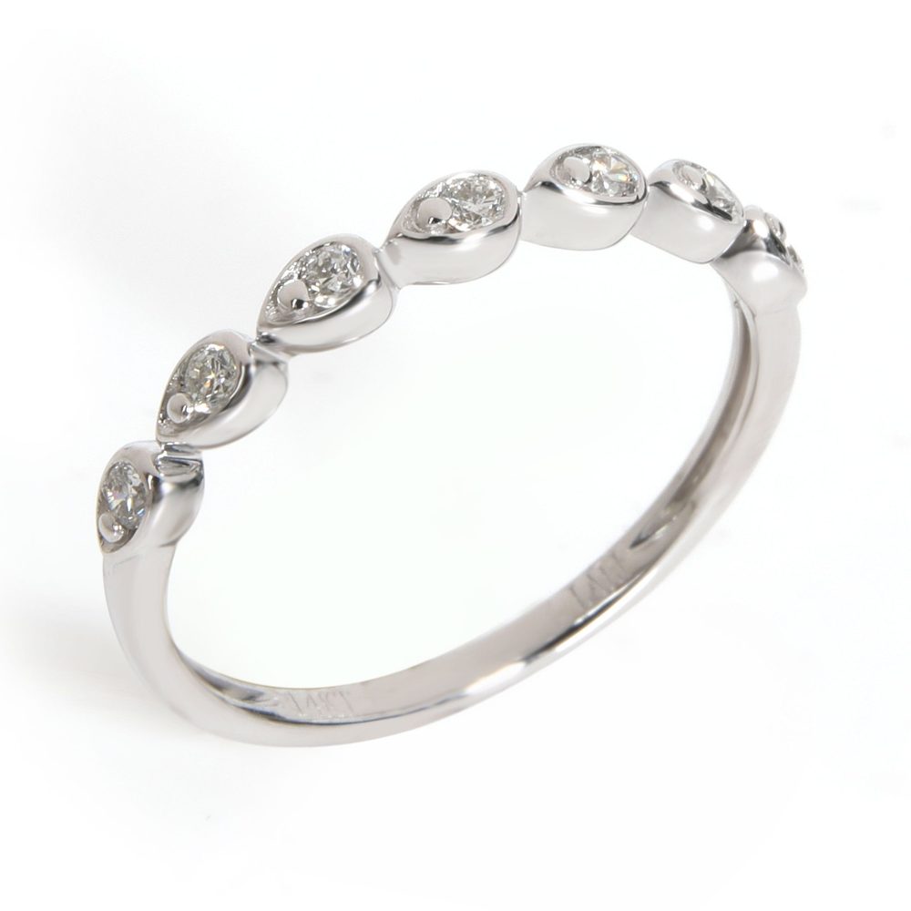 Bezel Set Stackable Diamond Ring In 14kt White Go… - image 3